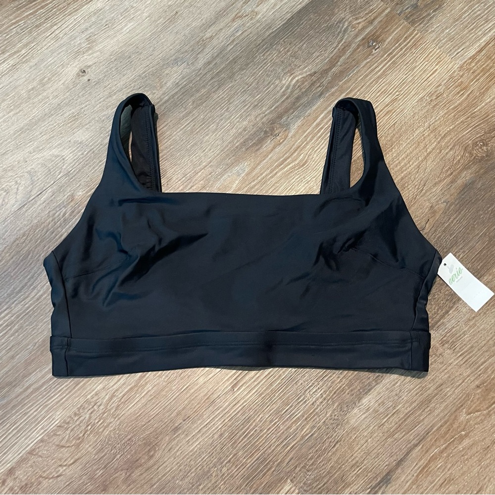 aerie Black Square Neck Swim Top